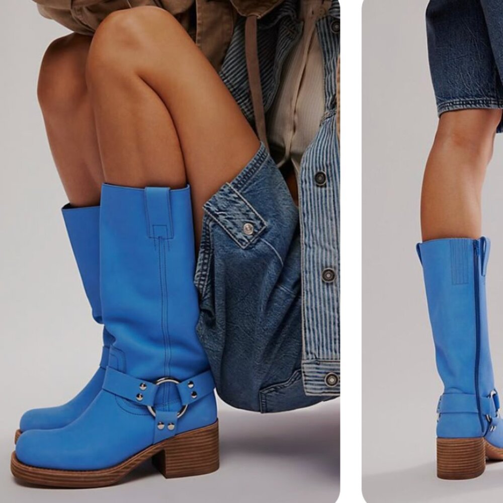 Blue Nubuck Kira Harness Boots from Jeffrey Campbell